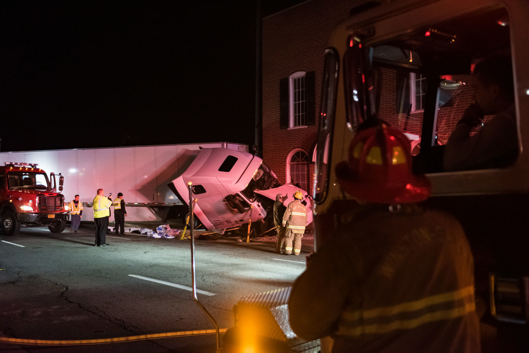 Tractor Trailer Crashes into Funeral Home